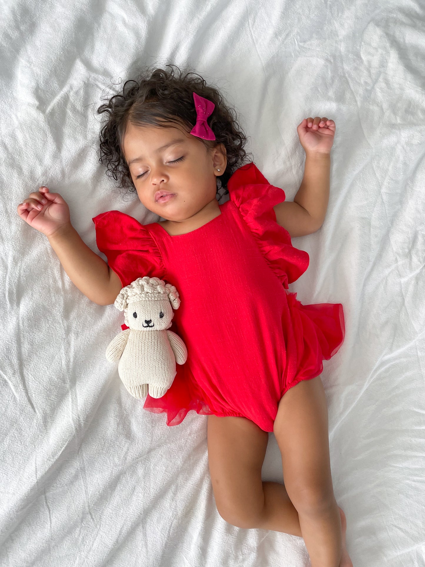 Red Flutter Tulle Romper